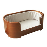 Modern Minimalist Rectangular Dog & Cat Bed – Cotton-Linen Blend, Solid Wood Frame, Integrated Design, Bedroom-Ready