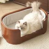 Modern Minimalist Rectangular Dog & Cat Bed – Cotton-Linen Blend, Solid Wood Frame, Integrated Design, Bedroom-Ready