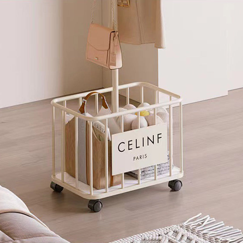 Modern Minimalist Rectangular Iron Hall Tree with Tree-Branch Accent, Movable Design, 1 Storage Shelf – For Bedroom & Entryways