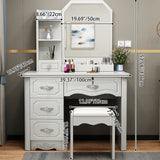 Contemporary Luxury Glass-Top MDF Vanity Table with 5 Drawers – Rectangular Makeup Vanity for Bedroom
