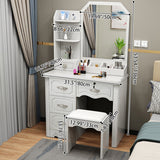 Contemporary Luxury Glass-Top MDF Vanity Table with 5 Drawers – Rectangular Makeup Vanity for Bedroom