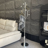 Modern Minimalist Hall Tree – Spherical Tree-Shaped Cylindrical Design in Solid Rubberwood with Stainless Steel & Marble for Bedroom & Entryway
