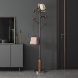 Modern Minimalist Hall Tree – Spherical Tree-Shaped Cylindrical Design in Solid Rubberwood with Stainless Steel & Marble for Bedroom & Entryway