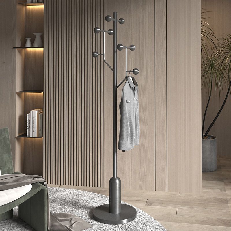 Modern Minimalist Hall Tree – Spherical Tree-Shaped Cylindrical Design in Solid Rubberwood with Stainless Steel & Marble for Bedroom & Entryway