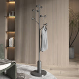 Modern Minimalist Hall Tree – Spherical Tree-Shaped Cylindrical Design in Solid Rubberwood with Stainless Steel & Marble for Bedroom & Entryway