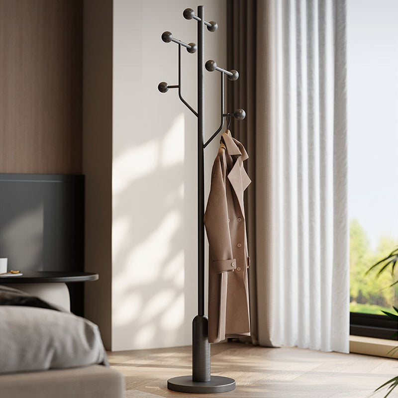 Modern Minimalist Hall Tree – Spherical Tree-Shaped Cylindrical Design in Solid Rubberwood with Stainless Steel & Marble for Bedroom & Entryway
