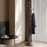 Modern Minimalist Hall Tree – Spherical Tree-Shaped Cylindrical Design in Solid Rubberwood with Stainless Steel & Marble for Bedroom & Entryway