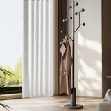 Modern Minimalist Hall Tree – Spherical Tree-Shaped Cylindrical Design in Solid Rubberwood with Stainless Steel & Marble for Bedroom & Entryway