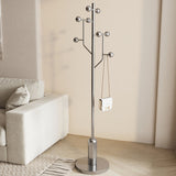 Modern Minimalist Hall Tree – Spherical Tree-Shaped Cylindrical Design in Solid Rubberwood with Stainless Steel & Marble for Bedroom & Entryway