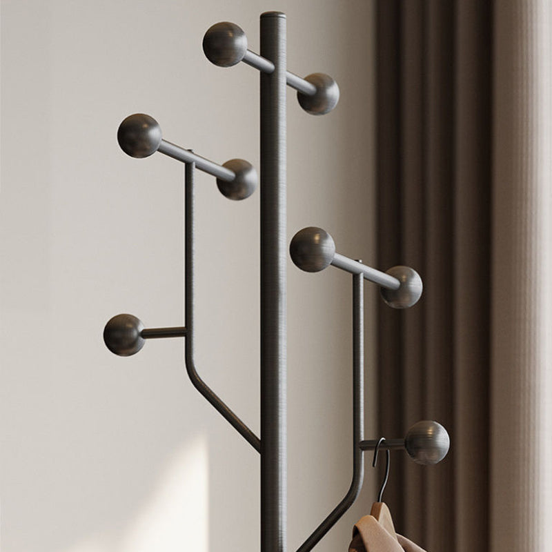 Modern Minimalist Hall Tree – Spherical Tree-Shaped Cylindrical Design in Solid Rubberwood with Stainless Steel & Marble for Bedroom & Entryway
