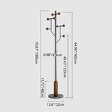 Modern Minimalist Hall Tree – Spherical Tree-Shaped Cylindrical Design in Solid Rubberwood with Stainless Steel & Marble for Bedroom & Entryway