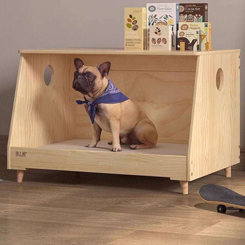 Modern Minimalist Rectangular Pet Bed with Cotton-Linen Fabric and Solid Pine Wood Frame for Dogs and Cats, Perfect for the Bedroom