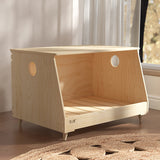Modern Minimalist Rectangular Pet Bed with Cotton-Linen Fabric and Solid Pine Wood Frame for Dogs and Cats, Perfect for the Bedroom