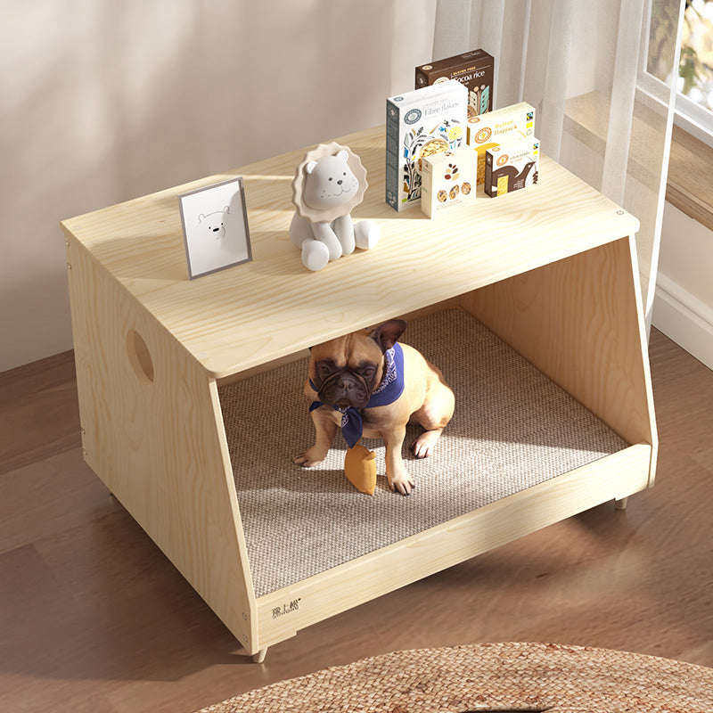 Modern Minimalist Rectangular Pet Bed with Cotton-Linen Fabric and Solid Pine Wood Frame for Dogs and Cats, Perfect for the Bedroom