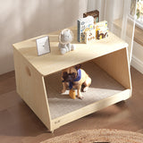 Modern Minimalist Rectangular Pet Bed with Cotton-Linen Fabric and Solid Pine Wood Frame for Dogs and Cats, Perfect for the Bedroom