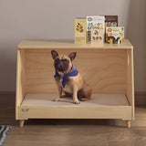 Modern Minimalist Rectangular Pet Bed with Cotton-Linen Fabric and Solid Pine Wood Frame for Dogs and Cats, Perfect for the Bedroom