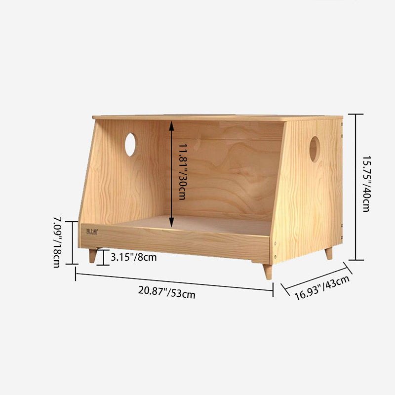 Modern Minimalist Rectangular Pet Bed with Cotton-Linen Fabric and Solid Pine Wood Frame for Dogs and Cats, Perfect for the Bedroom
