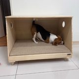 Modern Minimalist Rectangular Pet Bed with Cotton-Linen Fabric and Solid Pine Wood Frame for Dogs and Cats, Perfect for the Bedroom