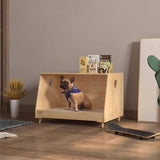 Modern Minimalist Rectangular Pet Bed with Cotton-Linen Fabric and Solid Pine Wood Frame for Dogs and Cats, Perfect for the Bedroom