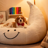 Contemporary Velvet Moon-Shaped Pet Bed for Cats and Dogs — Curved Design with Plush Sponge Cushion, Perfect for the Bedroom