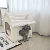 Modern Minimalist House-Shape Pet Bed – Waterproof, Cozy Polyester Cotton with PP Cotton Fill, Plastic Base, Ideal for Dogs & Cats in the Bedroom