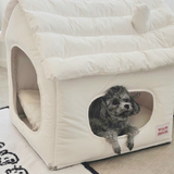 Modern Minimalist House-Shape Pet Bed – Waterproof, Cozy Polyester Cotton with PP Cotton Fill, Plastic Base, Ideal for Dogs & Cats in the Bedroom
