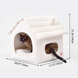 Modern Minimalist House-Shape Pet Bed – Waterproof, Cozy Polyester Cotton with PP Cotton Fill, Plastic Base, Ideal for Dogs & Cats in the Bedroom