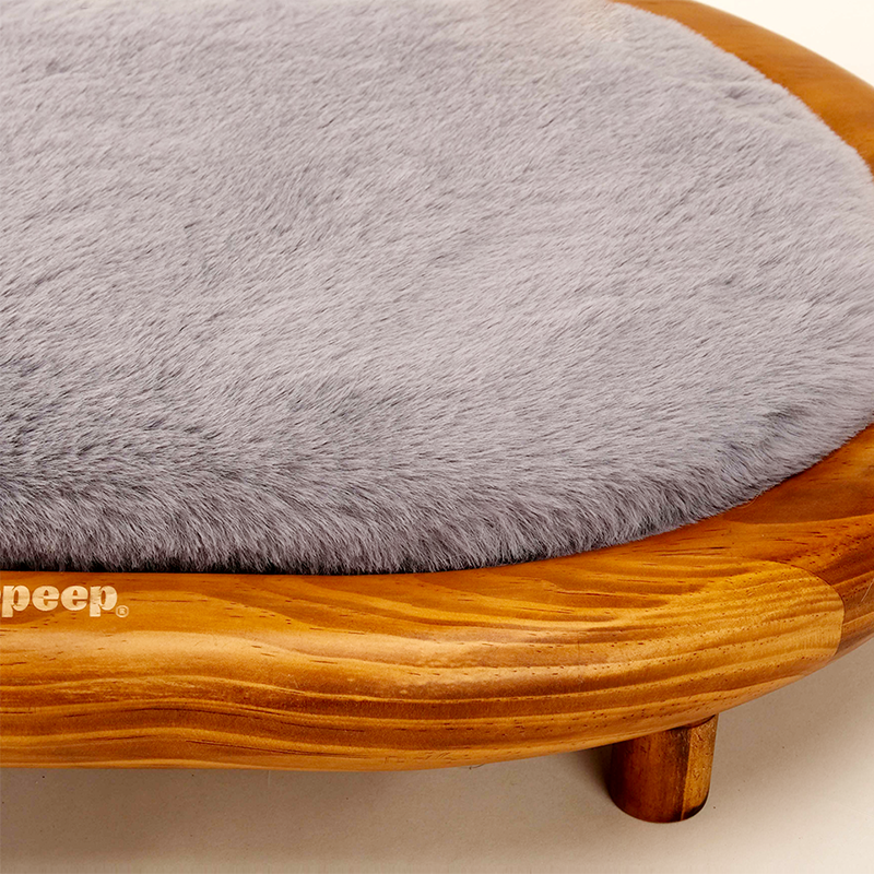 Modern Minimalist Oval Solid Wood Velvet Pet Bed with Cat Claw Leather Accents for Cats and Dogs, Bedroom-Ready