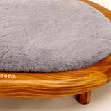 Modern Minimalist Oval Solid Wood Velvet Pet Bed with Cat Claw Leather Accents for Cats and Dogs, Bedroom-Ready