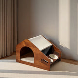 Traditional Chinese-Style House-Shaped Dog & Cat Bed — Oxford Cloth, Solid Pine Wood Frame, Acrylic & Ceramic Accents, Multi-Functional Bedroom Bed