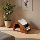 Traditional Chinese-Style House-Shaped Dog & Cat Bed — Oxford Cloth, Solid Pine Wood Frame, Acrylic & Ceramic Accents, Multi-Functional Bedroom Bed