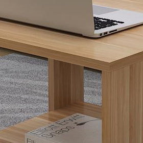 Sleek Modern Minimalist Square Coffee Table in Engineered Wood — Two-Tier Shelving for Living Room & Bedroom