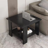 Sleek Modern Minimalist Square Coffee Table in Engineered Wood — Two-Tier Shelving for Living Room & Bedroom