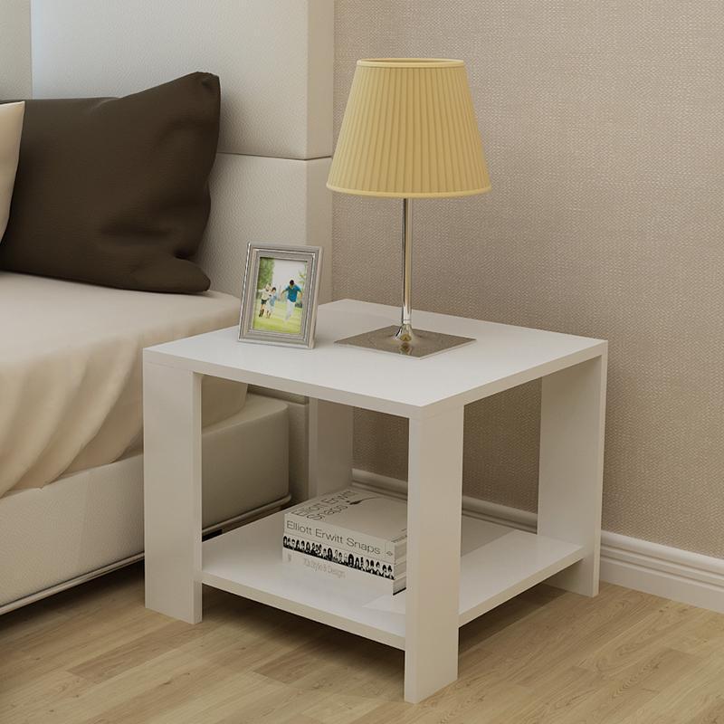 Sleek Modern Minimalist Square Coffee Table in Engineered Wood — Two-Tier Shelving for Living Room & Bedroom