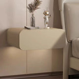 Floating Solid Wood Nightstand with Microfiber Leather Finish - Modern Minimalist Wall-Mounted Bedside Table with Drawer