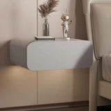 Floating Solid Wood Nightstand with Microfiber Leather Finish - Modern Minimalist Wall-Mounted Bedside Table with Drawer