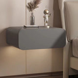 Floating Solid Wood Nightstand with Microfiber Leather Finish - Modern Minimalist Wall-Mounted Bedside Table with Drawer