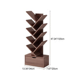 Contemporary Tree-Shaped Solid Wood Bookshelf with Drawer - Eco-Friendly Living Room Storage