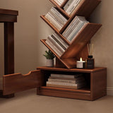 Contemporary Tree-Shaped Solid Wood Bookshelf with Drawer - Eco-Friendly Living Room Storage