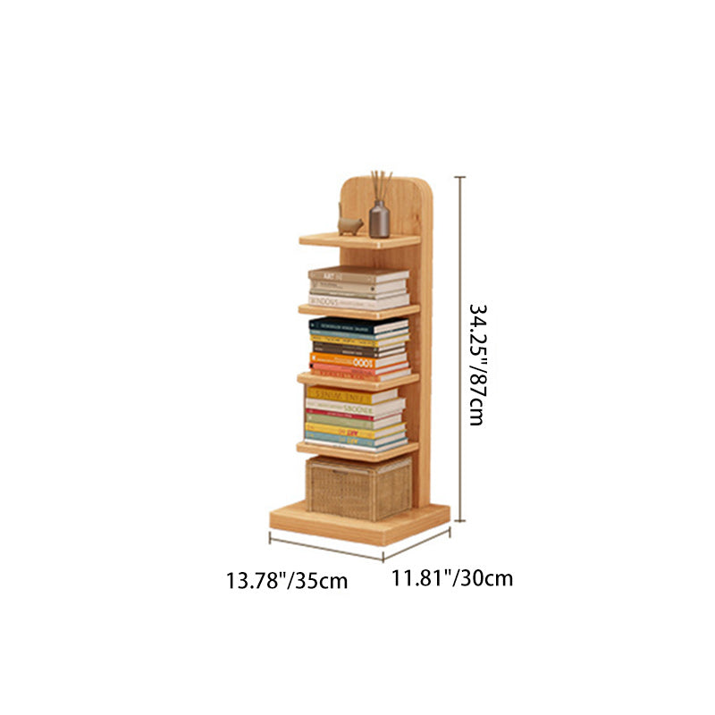 Modern Minimalist Solid Wood Rectangular Bookshelf with 5- or 9-Tier Storage for Living Room