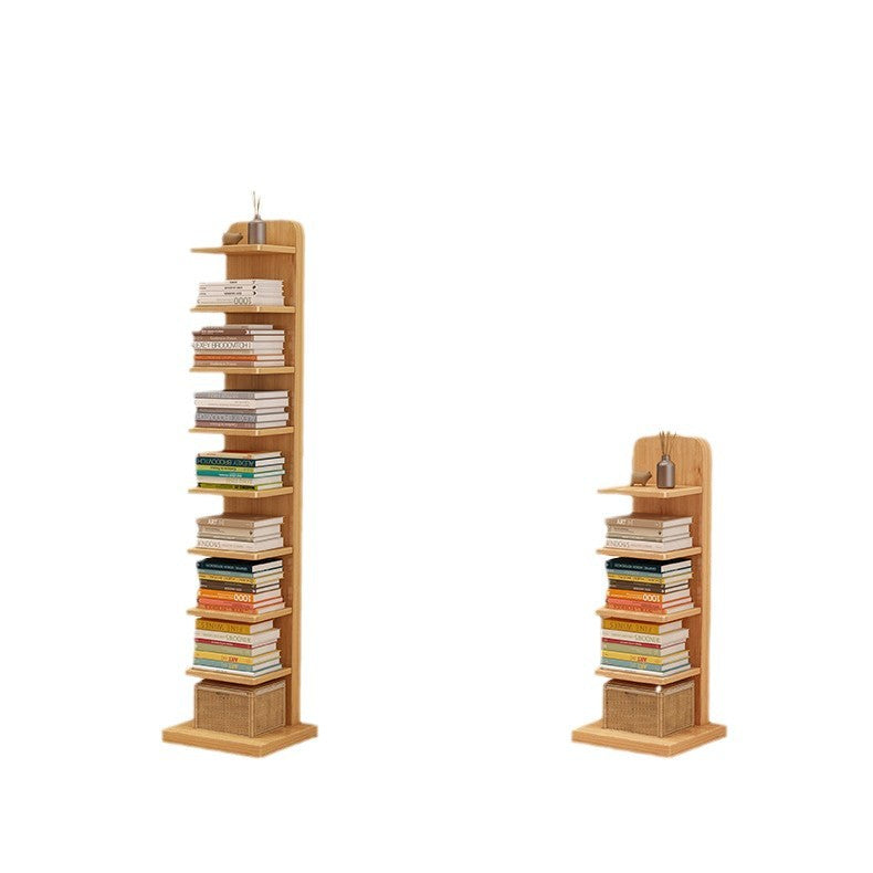 Modern Minimalist Solid Wood Rectangular Bookshelf with 5- or 9-Tier Storage for Living Room