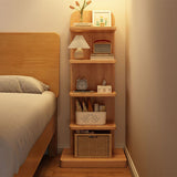Modern Minimalist Solid Wood Rectangular Bookshelf with 5- or 9-Tier Storage for Living Room