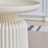 Sleek Contemporary Round Coffee Table with Striped PP Base – Ideal for Living Room