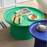 Sleek Contemporary Round Coffee Table with Striped PP Base – Ideal for Living Room