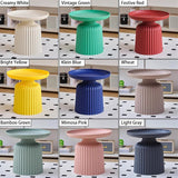 Sleek Contemporary Round Coffee Table with Striped PP Base – Ideal for Living Room