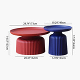 Sleek Contemporary Round Coffee Table with Striped PP Base – Ideal for Living Room