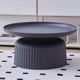 Sleek Contemporary Round Coffee Table with Striped PP Base – Ideal for Living Room