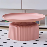 Sleek Contemporary Round Coffee Table with Striped PP Base – Ideal for Living Room