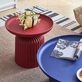 Sleek Contemporary Round Coffee Table with Striped PP Base – Ideal for Living Room