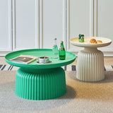 Sleek Contemporary Round Coffee Table with Striped PP Base – Ideal for Living Room